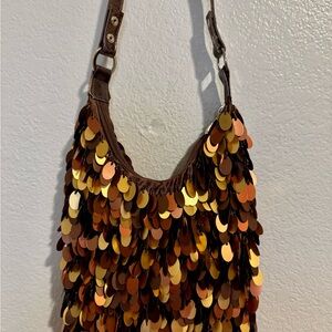 NWOT Sequin hobo Shoulder Bag - Gold and Brown